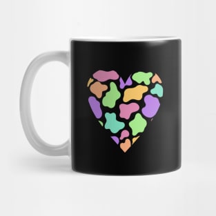 Cow Print Rainbow Heart Design Mug